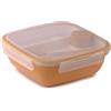 Snips Fresh Lunch Box Quadrato 1,50 L, Porta Pranzo con Vassoio a 2 Scomparti, Posate e Contenitore per Condimenti, 4 Chiusure di Sicurezza, Senape, Made in Italy