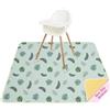 Unicorn Castle Tappetino Seggiolone Bambini 107x117cm, Unicorn Castle Tappeto Impermeabile Lavabile Antiscivolo, Splash Mat Pieghevole Portatile per Svezzamento e Protezione del Pavimento,Light Blue Tree
