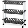 DRW Carrello stretto 3 cestini Cucina e bagno PVC Grigio Scuro 18x61x58 cm