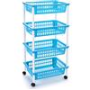 DRW Verdulero Carrello Cucina 4 cestini PVC Blu 40x30x85 cm
