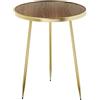 DRW Tavolino ausiliario in legno e metallo in naturale e oro 40 x 40 x 50 cm
