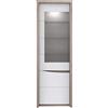Forte Saint Tropez Vetrina con cerniera a sinistra e 2 ante, in legno derivato, bianco lucido combinato con rovere sabbia, 42 x 63 x 190 cm