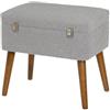 DRW Pouf arcon in tessuto e MDF in grigio scuro e naturale