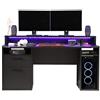 Forte TEZAUR Scrivania con 1 anta e 1 cassetto, in legno derivato, nero opaco, 91 x 160 x 72 cm