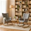 MEUBLE COSY Set di 2 Sedia a Dondolo Confortevole Poltrona Relax Imbottita in Tessuto con Gambe in Legno e Metallo per Soggiorno