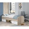 Forte Winnie Letto per ragazzi, superficie di riposo 90 x 200 cm, in legno, rovere Sonoma/bianco, L x A x P: 96 x 65 x 206,4 cm