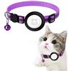 xnyker Viola Collare per Gatti Air Tag,con Fibbia di Sicurezza e Campana,Collare per Gatto Regolabile 22-35cm,Collare Riflettente per Gatti,Compatibile compatibile con Apple AirTag I cinturino in silicone