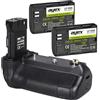 ayex Impugnatura per batteria compatibile con Canon EOS-R & EOS Ra + 2 batterie LP-E6N, impugnatura compatta e comoda con funzione di ricarica come BG-E22, incluso alimentatore USB-C