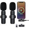 Generic Microfono wireless per iPhone, iPad, [Lightning+USB-C], microfono lavalier Bluetooth con clip per registrazione video, PC, laptop, streaming live (iOS e USB-C/2Mic)
