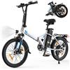 AOIHO Bici Elettrica Pieghevole, 20" Bicicletta Elettrica A Pedalata Assistita con 250W Motore, 48V Li-Batteria, Autonomia Di 40-70KM, Città Pendolare Ebike con 7 Velocità, Bici Elettrica Uomo e Donna