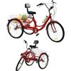 BJTDLLX Triciclo pieghevole triciclo per adulti 24 pollici triciclo anziani Triciclo adulto 7 marce bicicletta con cestino e luce aggiornata 3 ruote adulti