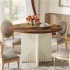 Tribesigns Tavolo Rotondo da Pranzo 100 cm - Tavolo Cucina con Base Centrale, Stile Rustico - Ideale per Sala da Pranzo, Cucina e Soggiorno - Marrone e Beige (Solo Tavolo)
