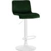 CLP Sgabello da Bar con Schienale Regolabile Hover, Poltroncina Imbottita con Rivestimento in Velluto, Sedia Girevole da Bancone in Metallo, Colore:Verde, Materiale Base:Metallo Bianco Opaco