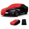 CEMOFE Telo Copriauto Elastico per Interni, Telo Auto Universale Adatto a Auto Sportiva, SUV di Medie Dimensioni, Berlina di Lusso, Traspirante e Antipolvere, Morbido al Tatto, Nero e Rosso, XL