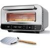 Bolkani Forno elettrico per pizza - 450 °C con pietra e pala per pizza - 1700 W, timer, luce interna, finestra - Pizza croccante in 2 minuti - Macchina per pizza professionale da casa - BOLKANI (grigio)