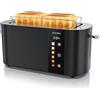 arendo Tostapane a 2 Lunghe Fessure per 4 Fette, 1500 W, Visualizzazione a colori dei livelli di doratura, Display con indicazione del tempo rimanente, Tasti touch, Scaldapasta viennese, Doratura da 1 a 6