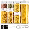 Hanobe Contenitori Ermetici per Alimenti Cucina: Contenitori Pasta Barattoli Cucina 7 Pezzi Porta Biscotti Plastica Porta Spaghetti Vasetto Impilabile con Bianco Coperchi a Chiusura Facile per Cereali