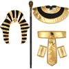 Tarpop 6 Pieces Egyptian Costume Accessory Set Pharaoh Hat Collar Egyptian Belt Cuffs Cobra Head Scepter for Men Halloween King Tut Cosplay Role Play Party Prop Supplies