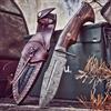 BIGCAT ROAR Beast Hunter - Coltello da Caccia Artigianale in Acciaio Damasco 25 4 cm - Manico in Legno di Noce e Fodero in Cuoio - EDC Bushcraft Campeggio Sopravvivenza - Idea Regalo Uomo Cacciatore