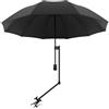 XLINGZA Ombrellone da spiaggia UPF 50+ con morsetto universale regolabile per passeggino, sbiancante, terrazza, pesca, barbecue (manuale/nero)