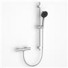 Detbom Colonna Doccia DETBOM con Miscelatore Termostatico, Sicurezza Antiscottatura 38°C, Asta Doccia 70 cm, Doccetta 3 Getti, Flessibile 1,5 m, Supporto Regolabile, Cromato