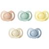 Nuby - Set di 5 tettarelle e succhietti ortodontici in morbido silicone | 3 modelli per il giorno e la notte | 2 fosforescenti | Senza BPA | Imitano il seno materno | 6-18 mesi