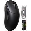 ATTACK SHARK X8PRO Mouse da gioco wireless ultraleggero 55g con cavo a spirale per mani medie/grandi, frequenza di polling 8K, 2.4G/cablato/BT, 500mAH, 40000DPI, sensore ottico PAW3395 - Nero
