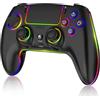 MYSTILUCK Wireless Controller Compatible with PS-5/Pro/PC/MAC/iOS/Android10/Steam Deck, Gamepad with 7 Colors RGB Lighting/Dual Vibration/Turbo/6 Axis Gyro Sensor/Headset Jack/1500 mAh Battery
