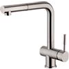 Paini - Rubinetto Miscelatore Monocomando Cucina, INOX, Lavello doccia estraibile, Design moderno, interamente prodotto e lavorato in Italia