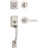 Kwikset Henley - Set maniglia e catenaccio per porta anteriore, maniglia esterna con leva interna reversibile, in nichel satinato, resistente al pick-up, con protezione Microban