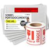 m-office Buste Portadocumenti Adesive 240x140mm, Packing List, Buste Trasparenti per Spedizioni, Fatture, Bolle di Consegna e Documenti, Impermeabili con Forte Adesione - m-office (500 pezzi + Rotolo Fragile)