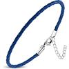 ZENSE - Bracciale da uomo in pelle pregiata di colore blu ZB0243 [polso con estensione di 5 cm]