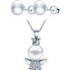 CPSLOVE Collana di perle angioletto e Orecchini di perle, Parure di gioielli in argento 925, Collane da donna e ragazza, Orecchini di perle da donna, Zircone intarsiato