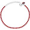 Louis Ciocchetti dal 1887 Bracciale Tennis Rosso Acciaio con Zirconi 5A da 3mm, Gioiello Elegante per Donna uomo, misura regolabile 16+4cm, anallergico, Idea Regalo