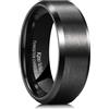 Kingwill King Will - Fede nuziale comoda da uomo, in tungsteno, dallo stile basilare, con bordi smussati e levigati, larghezza 8 mm, colore: nero e tungsteno, 22, cod. OY-R048-10