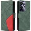 XINNI - Custodia per telefono Realme Note 60 4G, in PU/TPU, stile retrò, con chiusura magnetica, anti-caduta, portafoglio, protezione, Cover, Verde