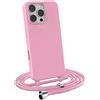 MyGadget Cover con Cordino per iPhone 16 Pro Max - Custodia con Corda - Case Opaca Antiurto | Bumper con Laccio | Tracolla - Practical Stylish - Rosa