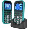 CHAKEYAKE 4G Telefono Cellulare per Anziani con Tasti Grandi | USB Tipo C Ricarica Rapida | 1800mAh Batteria | Volume Alto| Funzione SOS | Base di Ricarica | Chiamata Rapida | Sveglia | Facile da Usare | Verde
