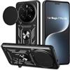 Yutwo Cover per Honor Magic 7 Pro 5G, Custodia per Honor Magic 7 Pro 5G Antiurto Scorrevole Protezione Fotocamera Custodia con 360°Rotante Anello Supporto Cover- Nero