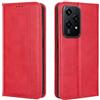 EASSGU Custodia per HONOR 200 Lite 5G (6.7 Inches) Pelle PU Flip Folio Cover con Interruttore Magnetico, [3 Slot Schede] [1 Portafoglio] Case - Rosso