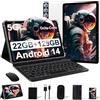 DMOAO Tablet Android 14 con 22GB RAM+128GB ROM(1TB TF, Tablet 10 Pollici con Widevine L1, Octa-Core 2.0GHZ, 5G Wi-Fi, GPS, 8000mAh, 8MP+5MP, Bluetooth 5.0, USB-C,Tastiera, Argento