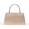 OUAYEMEL Pochette scintillante da sera glitterata per le donne da sposa borsa per ballo di fine anno cocktail party pochette con catena staccabile, Oro rosa