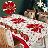 HW CASA Tovaglia Natalizia 140×240CM Rettangolare,Decorazione di Natale e Capodanno Festa Vacanza,Stampa ad Alta Definizione,In Omaggio 4pz di Pinze Ferma Tovaglia (Fiore Di Natale Bianco)