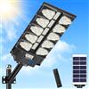 Hondony Lampada da terra solare 2000 W - Lampada da parete 6500 K con telecomando, proiettore LED esterno con sensore di movimento per parcheggio giardino dal tramonto all'alba