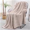Exclusivo Mezcla Coperta in Pile, Leggero, Reversibile, Morbido, 130x170 cm | per Divano, Letto e l'Aperto, Copriletto Multi-Uso, Jacquard a Chevron, Tutte le Stagioni, Cammello