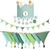 Alaoo Bandierine Colorate, Bandierine per Cameretta dei Bambini con Birthday Crown for Kids, Feste Striscione Bandiere Decorazioni, per Compleanno,Festa Nozze,Interne Esterna Decorazione, Verde
