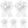 YAWYO 5 Fiocchi Grandi da Tirare, 15 cm, Nastro Bianco per Auto da Matrimonio, Fiocchi per Confezionare Regali, Cestini, Nastri per Matrimonio, Scatole Regalo per Auto e Fiori