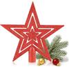 COM-FOUR® Stella glitterata per albero di Natale - Stella per albero di Natale - Puntale per albero di Natale per ogni albero di Natale - Stella di Natale infrangibile