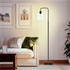 TONGLIN Lampada da Terra Salotto con Paralume in Vetro, Lampada da Terra con E27 Lampadine a LED, Interruttore a Pedale, Piantana Lampada da Terra per Soggiorno, Camera da Letto, Studio-Nero