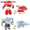 Super Wings Giocattoli trasformabili 2PCS Jett & Traver, action figure 2 in 1, robot aereo da 12,7 cm, giocattoli trasformabili per bambini e bambine dai 3 anni in su, rosso e argento